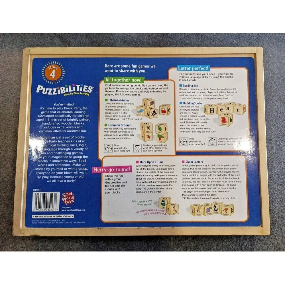 Puzzibilities by Small World Toys All Wood Alphabet Blocks in Wood Case 2000